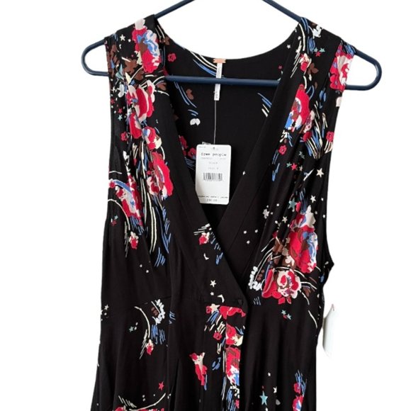 🆕NWT Free People Black Dress floral sleeveless mini Sz M - Picture 4 of 10